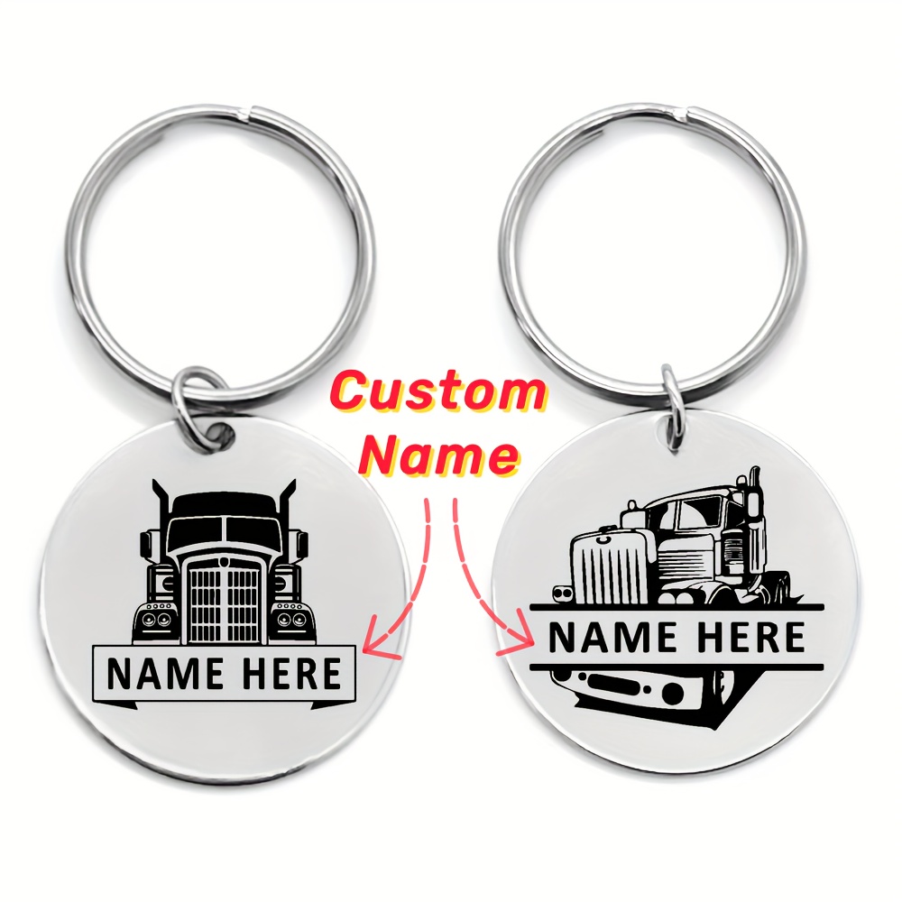 

Engraved Steel Keychain - Personalized Keyring, For Truckers &