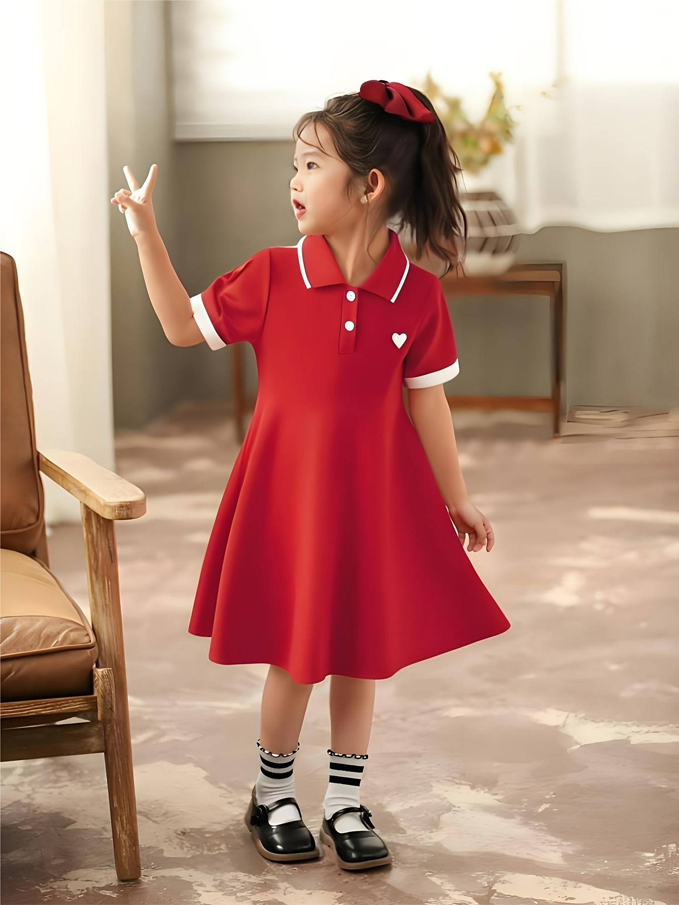 vestido corto manga corta niñas estampado largo Temu Ecuador