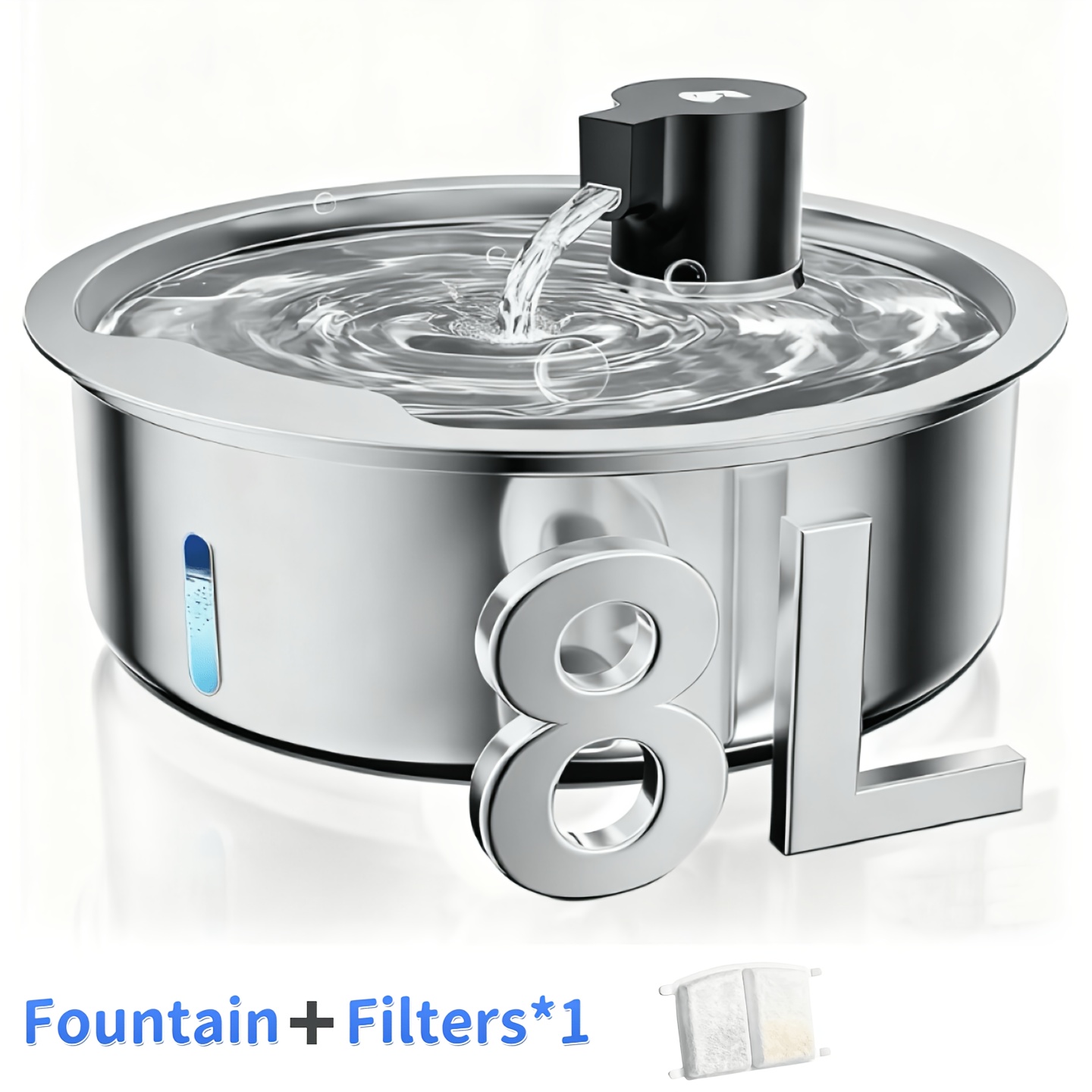 TEMU 236oz/8 /2.1 Gallons Stainless Steel Pet Water Fountain, Automatic Pet Feeder, Cat Water Dispenser, Dog Water Bowl, Suitable For Multi-pets, Usb