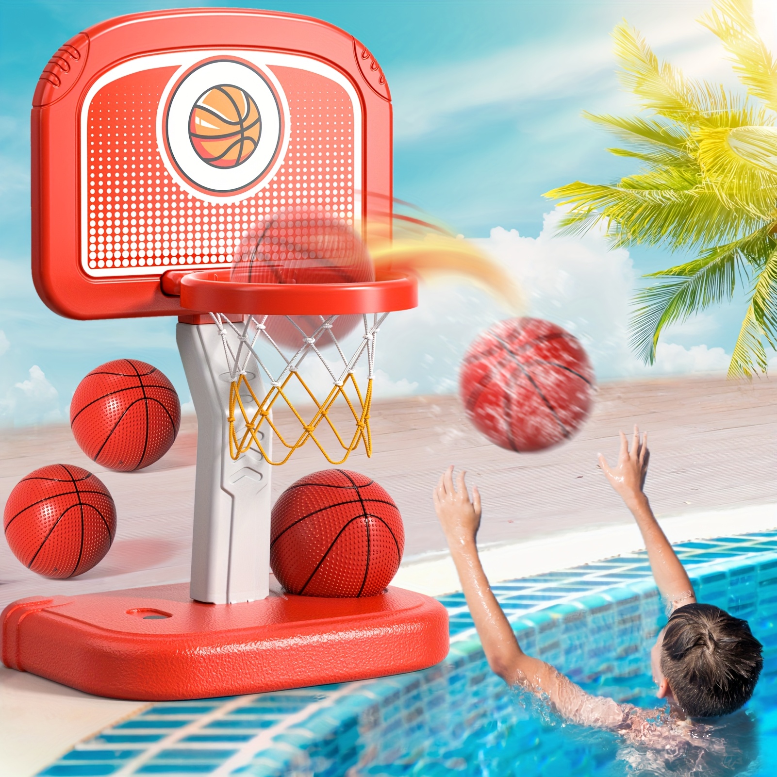 Igl Basketball Hoop Pool Toys For Kids Ages 4-8 Pool Basketball
