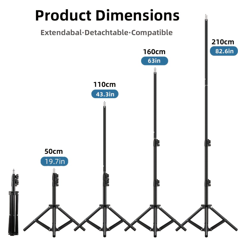 

Heavy Duty Carbon Steel Light Stand, 63-inch Extendable Tripod, Rp01 Equipment For Softbox, Video Flash, Reflector, Lighting Background Support