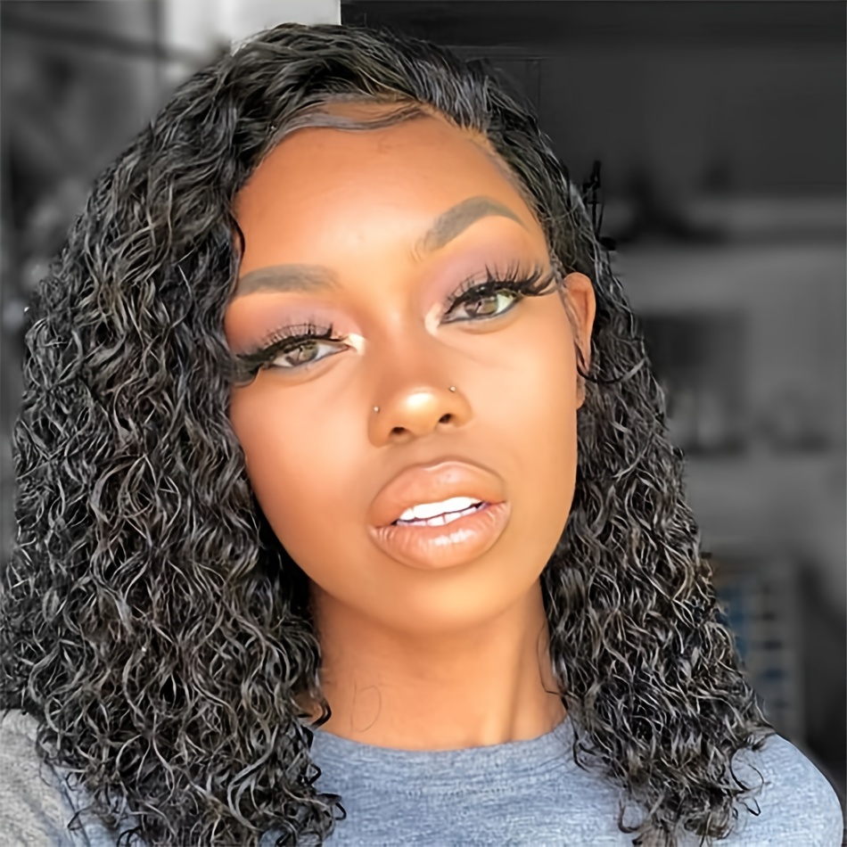 

Glueless Human Hair Wig 4x4 Lace Frontal Wigs Human Hair Pre Cut Glueless Human Hair Wigs For Beginners/women Free Part Brazilian Human Hair Curly Wigs 10-16 Inch 150%