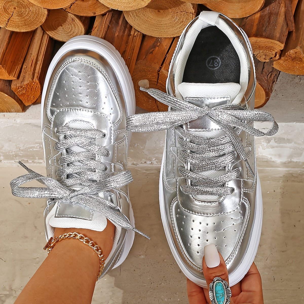 nike air force 1 sp w chrome silver & white