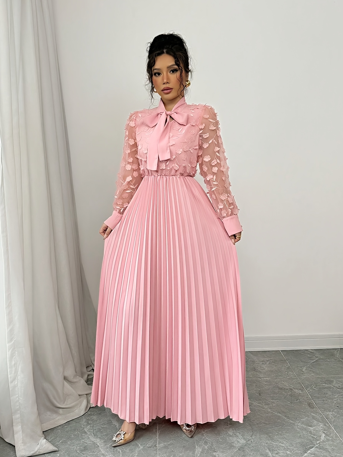 strapless open back dress Erin Pink Long Sleeve Dress main image 0