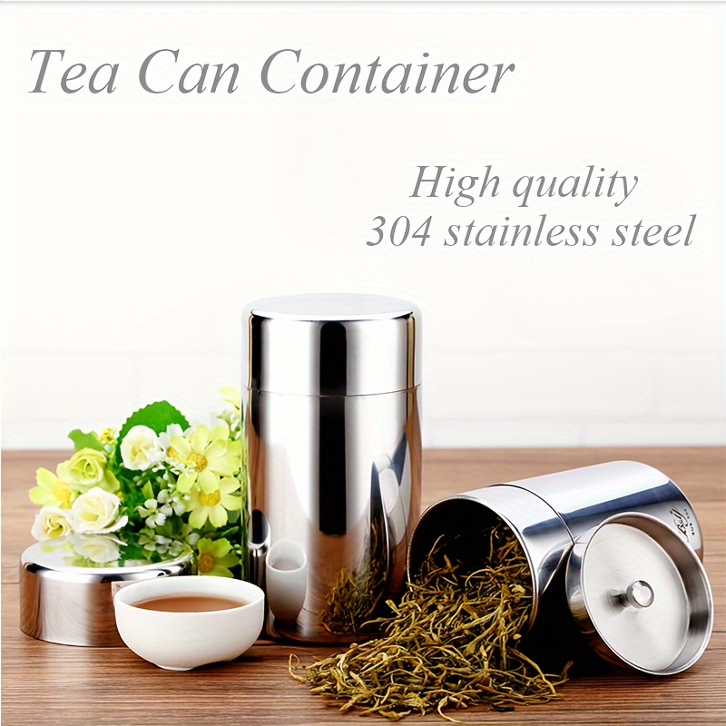 

High-quality 304 Stainless Steel Tea Canister Container, Food Contact Safe, Airtight Seal Tea Storage Tin For Home And Travel - 400ml & 560ml