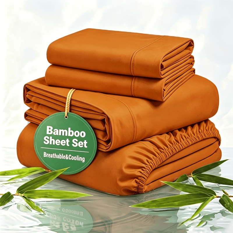 TEMU Parure de draps de qualité hôtelière toutes tailles, parure de drap Queen, tissage satiné extra lisse 2000TC avec poches profondes, literie en