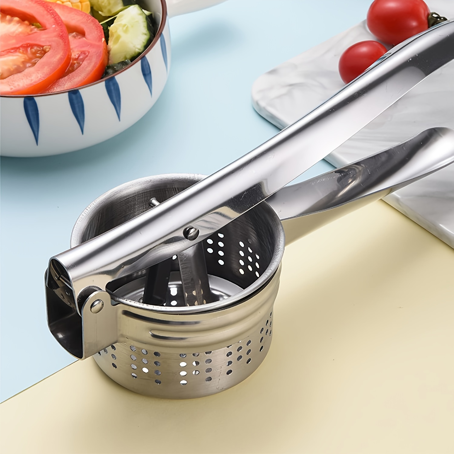 TEMU 2-in-1 Stainless Steel & Squeezer - Ergonomic Manual Juicer And Vegetable Crusher Handle For Use