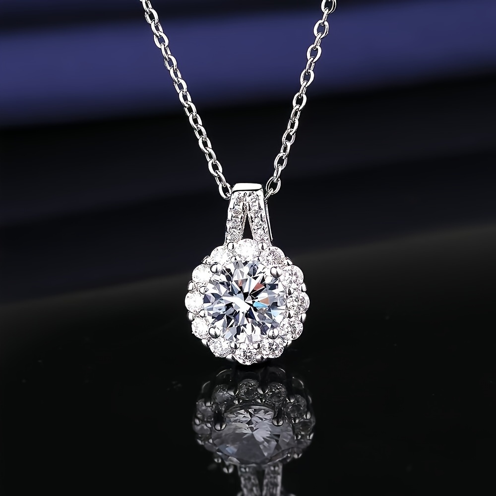 elegant vintage 2 carat moissanite pendant necklace with synthetic crystal   valentines day everyday   details 3