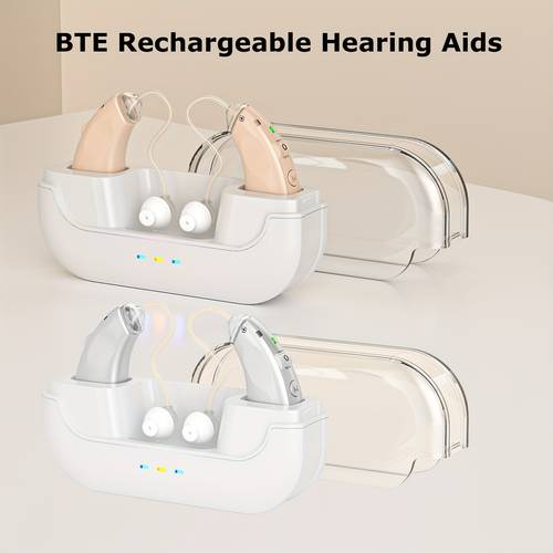 rechargeable aids for seniors invisible behind the advanced noise cancellation hearing amplifiers easy volume control and long lasting for comfortable hearing loss solution