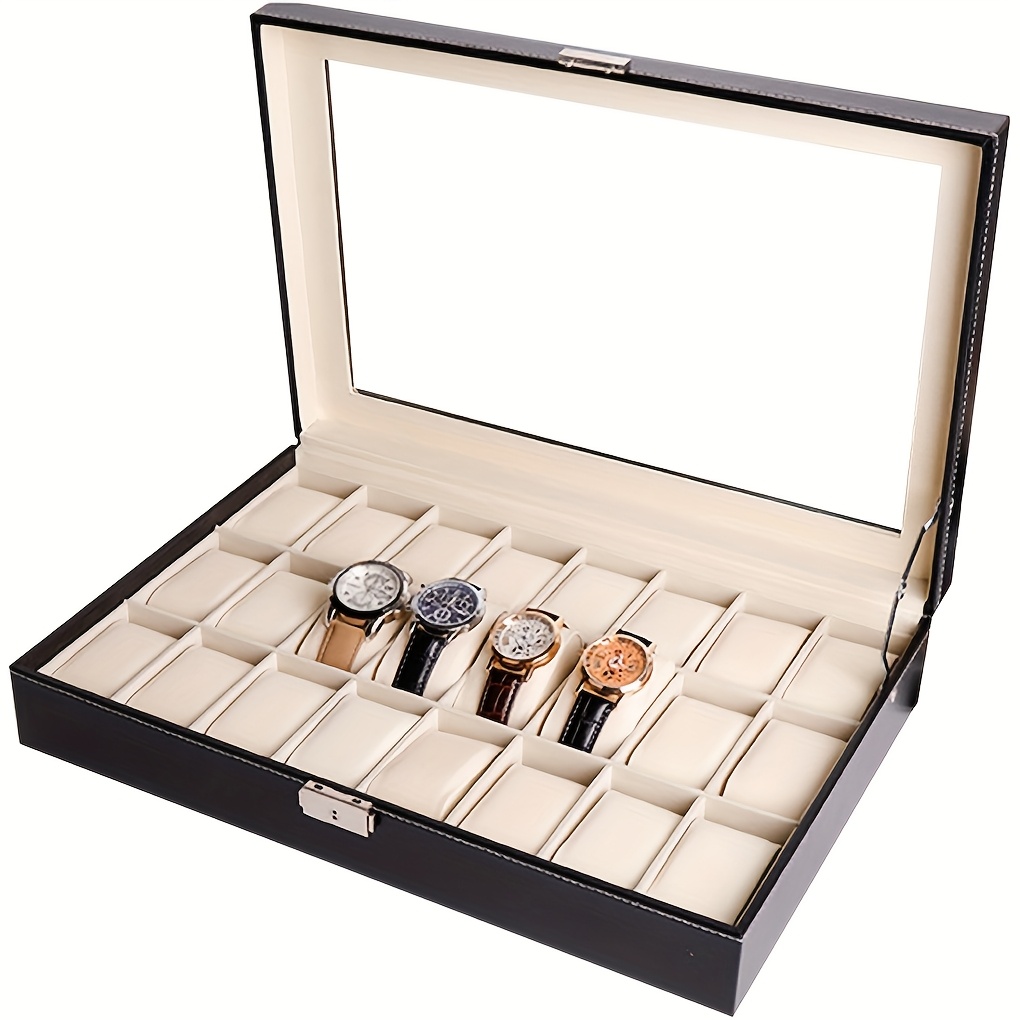 TEMU Vivva 24 Grids Watch Box,, Display & Storage For Watches, Jewelry, And Accessories