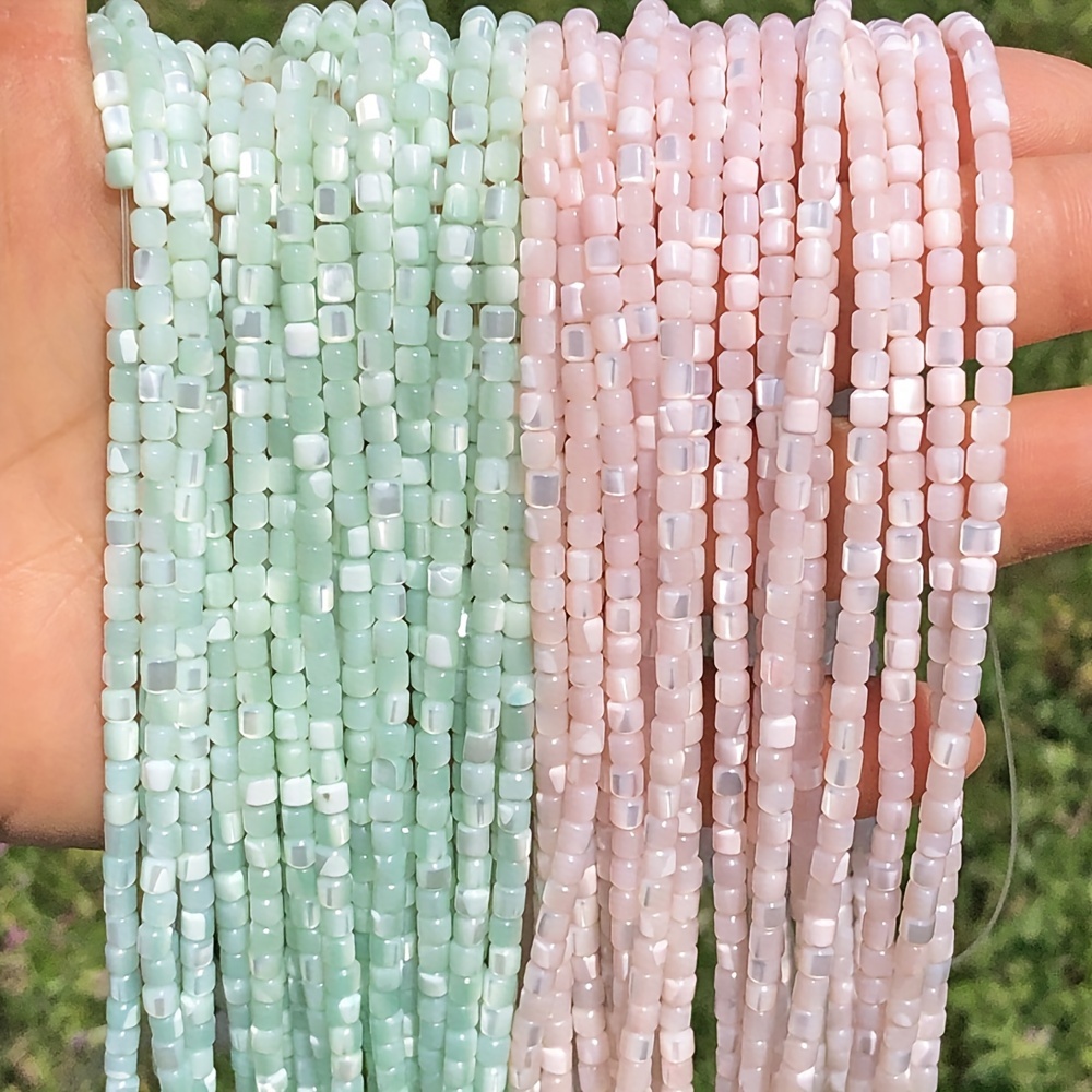 

110pcs 3.5mm Natural Freshwater Mint Shell Cylindrical Spacer Beads Diy Bracelet Necklace Ear Jewelry Beaded Accessories