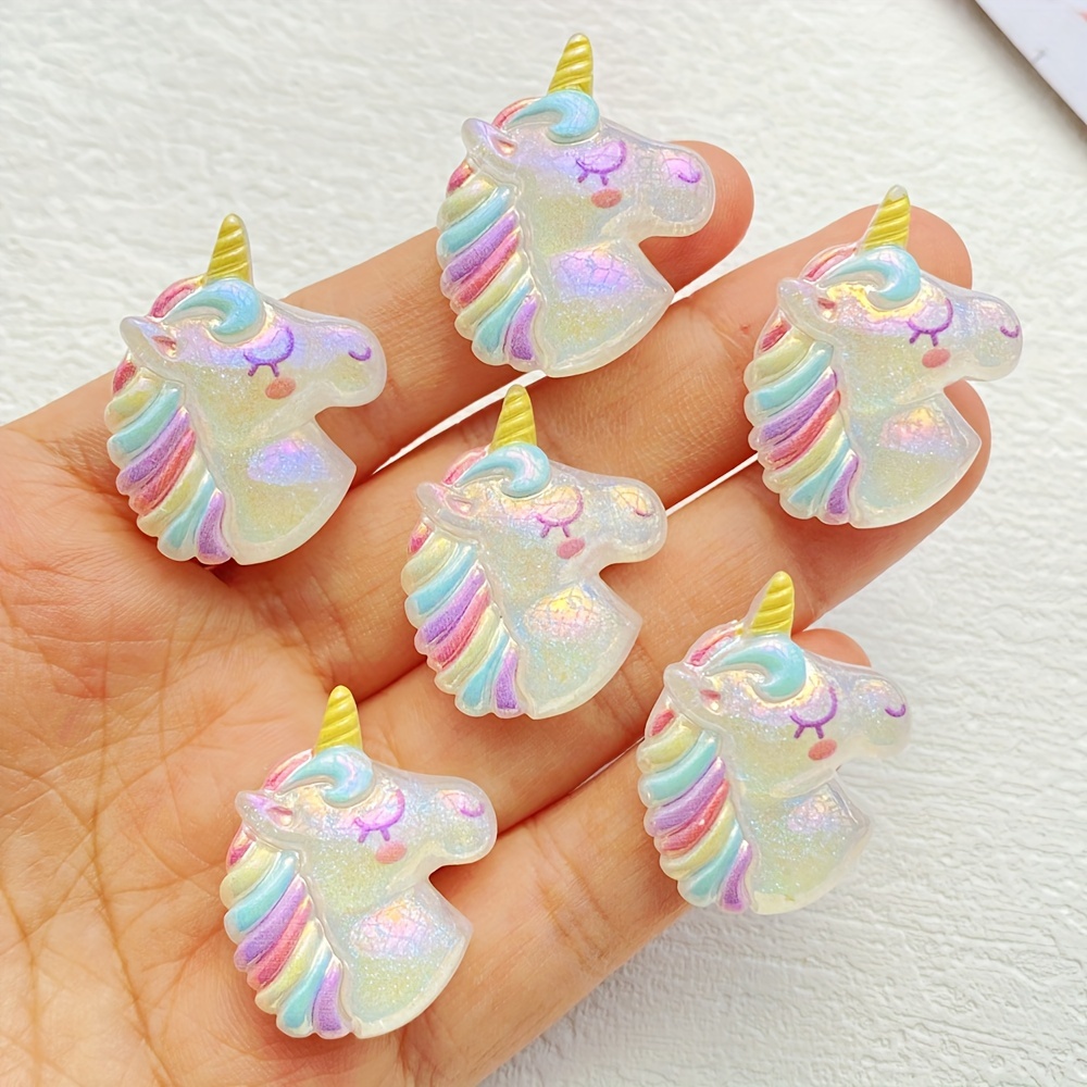 

8pcs Whimsycrafts Resin Unicorn Charms With Rhinestones - Cartoon Animal Pendants For Making, Scrapbooking & Craft Projects, Charms For Crafts