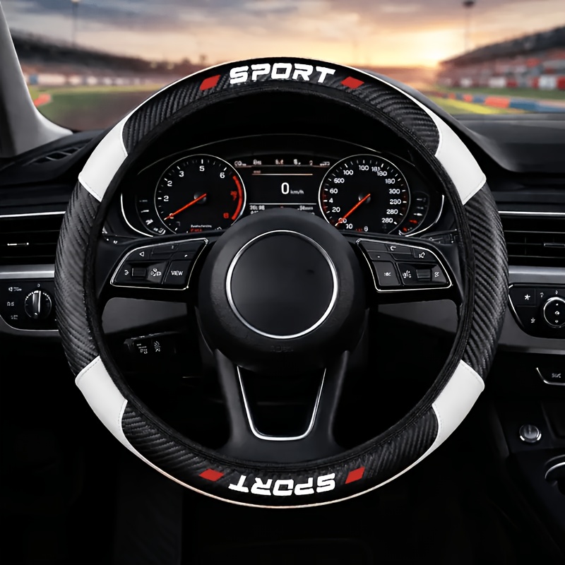 TEMU 1pc Car Steering Wheel Cover, Pu Material, Suitable For -15 Inch Car Steering Wheels, No , , Automotive Interior Accessory