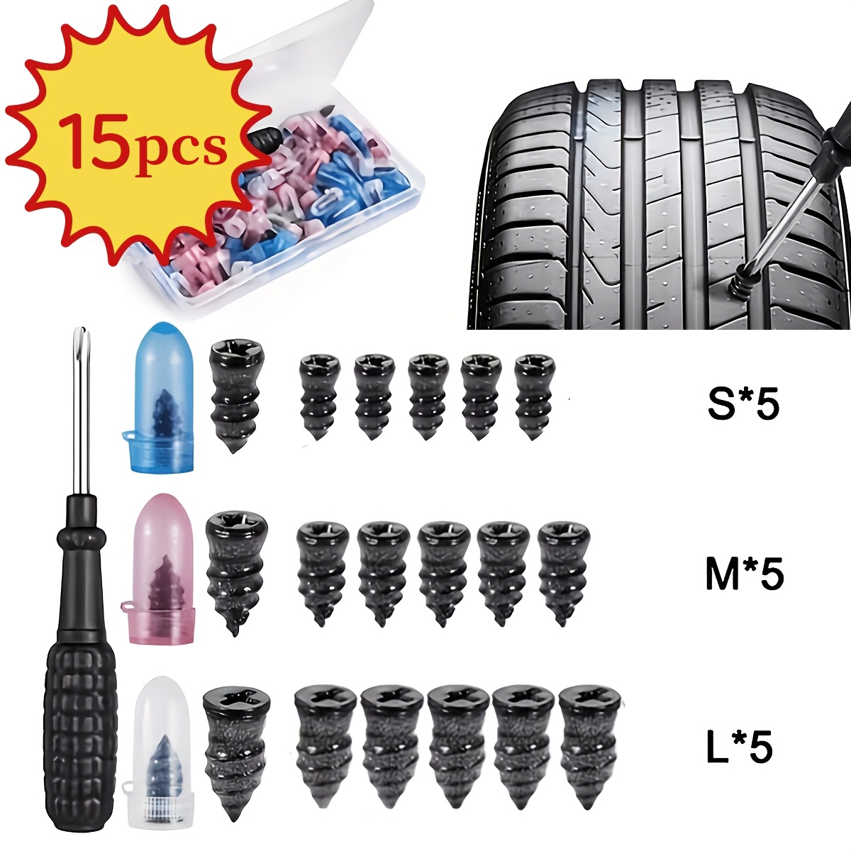 TEMU 15/85pcs Vacuum Tire Repair Nails, Tire Repair Kit And Tire Repair Tools, Tire Repair Kit | Vacuum Tire Repair | Durable Tire Repair Kit, Car,