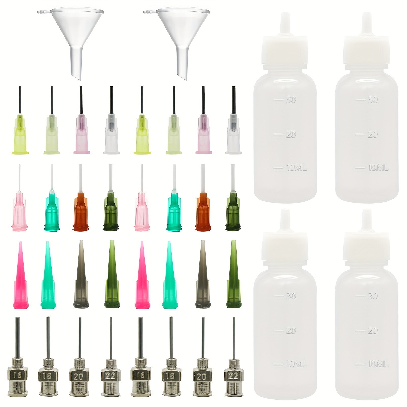 Image of 4pcs 30ml Applicator Bottle Set, Diy Squeeze Bottles With 32 Ultra Fine Needle Tips For Paper Quilling, Glue Oil, Acrylic Painting, Artwork Hobbies