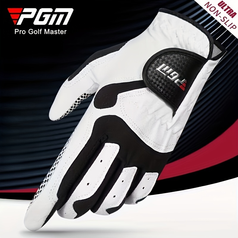 

Pgm Master Left-handed Men's Microfiber Gloves - White With Black Accents, Breathable & Anti-slip Grip, For Performance