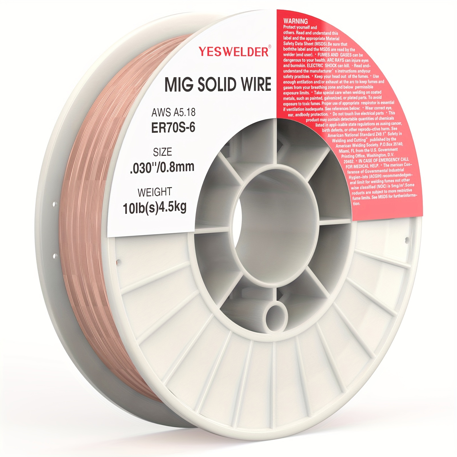 

Yeswelder Er70s-6 030''/035''-inch 10-pound Spool Carbon Steel Mig Solid Strong Abs Plastic Spool Welding Wire