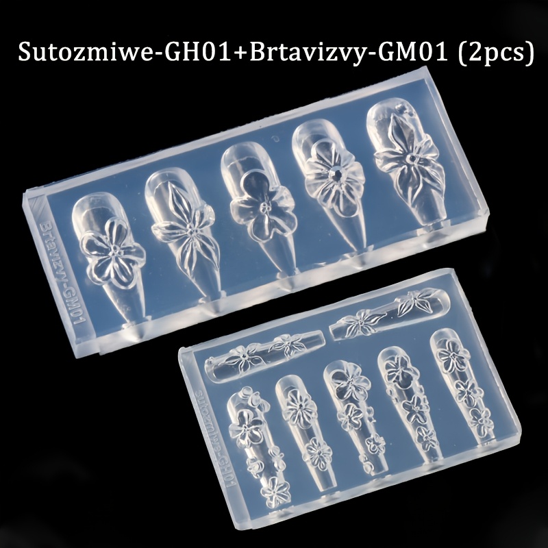 TEMU Ensemble de 2 moules en silicone pour nail - Idéal pour et l'été, de glace, des hibiscus, des fleurs à pétales et , parfait pour la sculpture et
