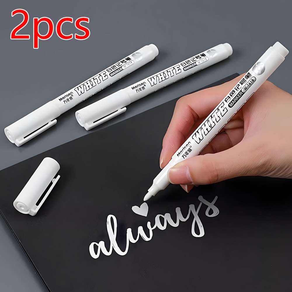 

2pcs White Markers For Diy, Wood, Glass & Leather - Ideal For Painting, Journaling | Perfect Gift For Birthdays, , , New Year