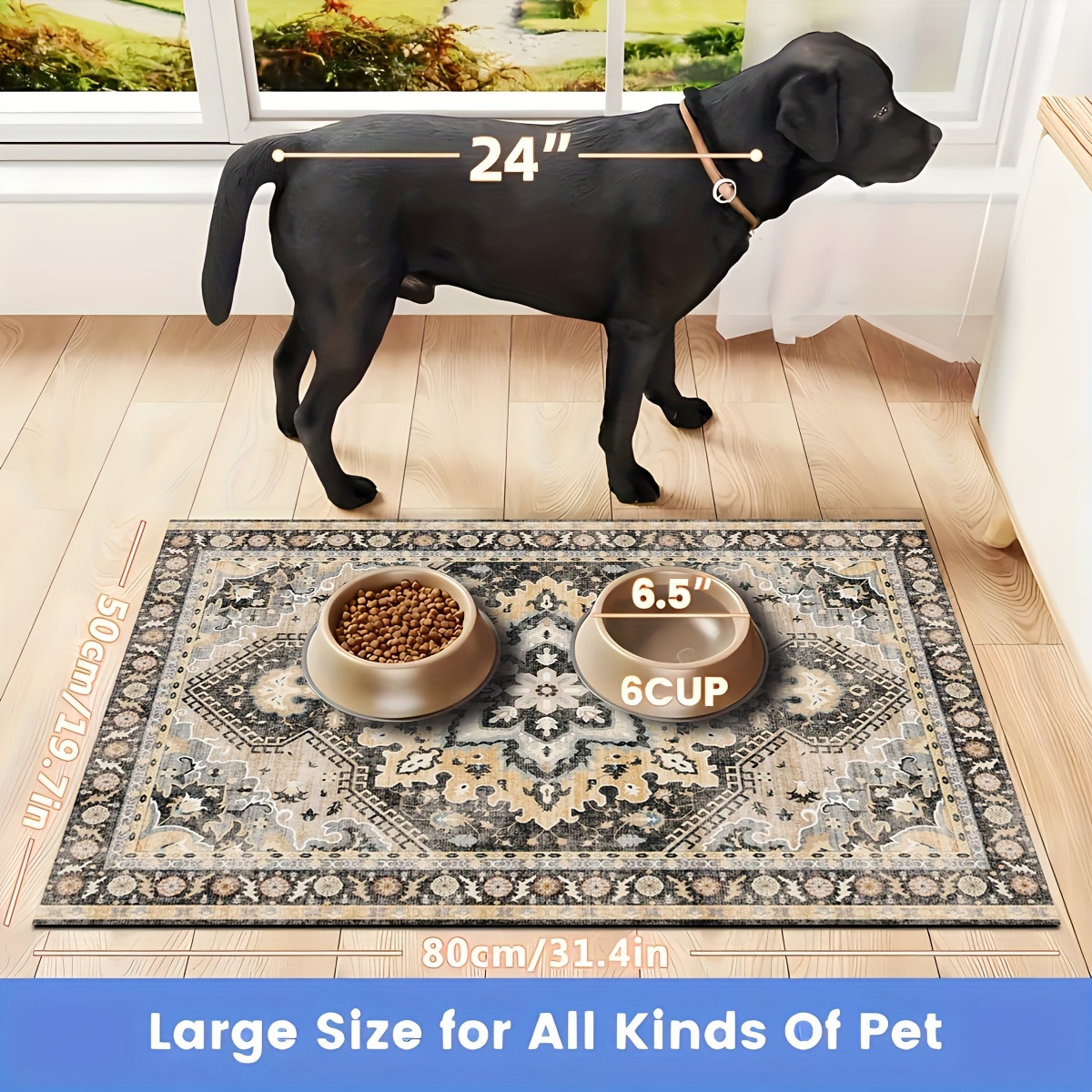 

Jit Polyester Pet Feeding Mat For Dogs - Waterproof, Non-slip Dog Food Bowl Placemat, Durable And Easy To Clean - Large Size For All Kinds Of Pets