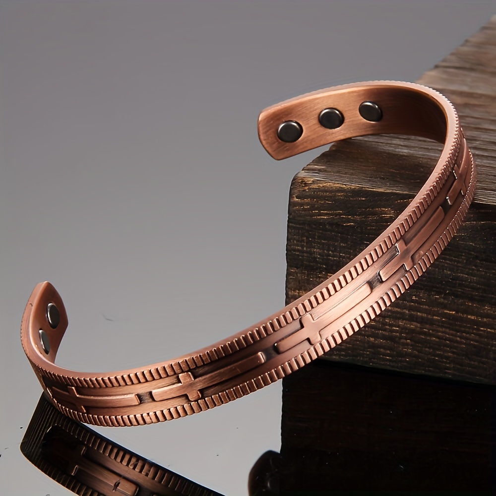 

1 Pc Copper Bracelet For Men Women, Pure Copper Magnetic Bracelets Adjustable Cuff Jewelry Gift Box