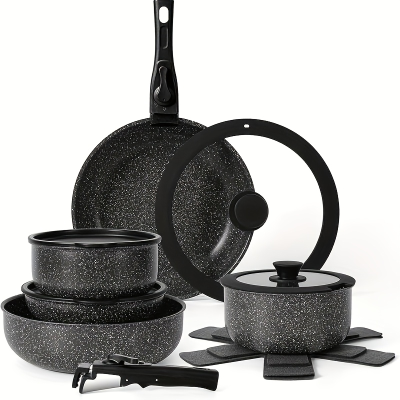 

15 Pot And Pan Set Pan Set, Kitchen Cookware Set Removable Handle, Induction Cookware Set, Removable Handle, Rv Cookware Set, Oven-safe And