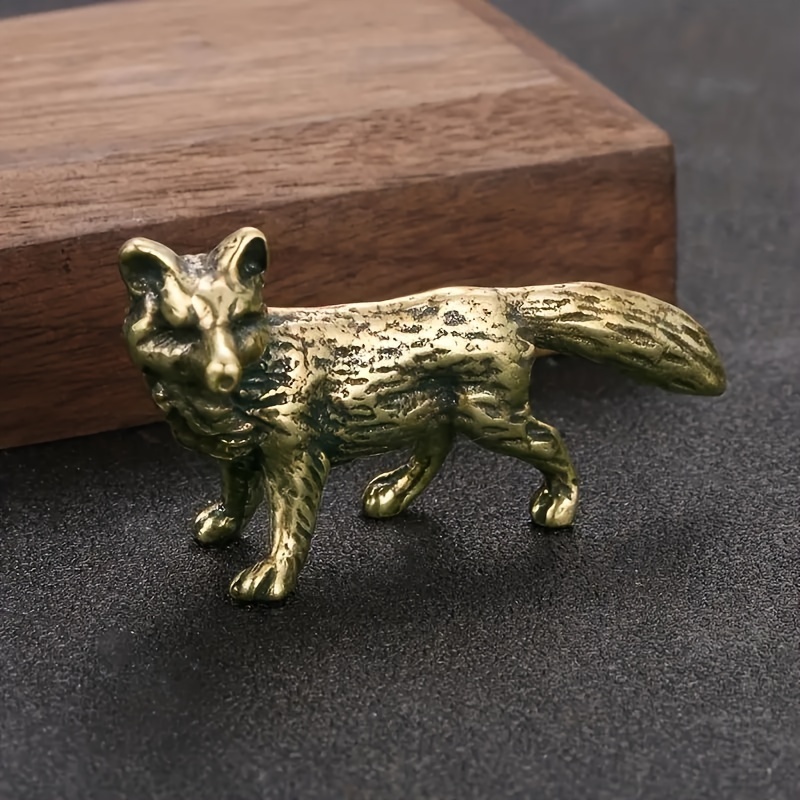 

1pc, Handmade Brass Fox Statue, Used For Ancient Copper Decoration In Home Decoration, Room Decoration, And Tabletop Decoration, Brass Tea Pet Ornament Handicraft Tabletop Small Ornament