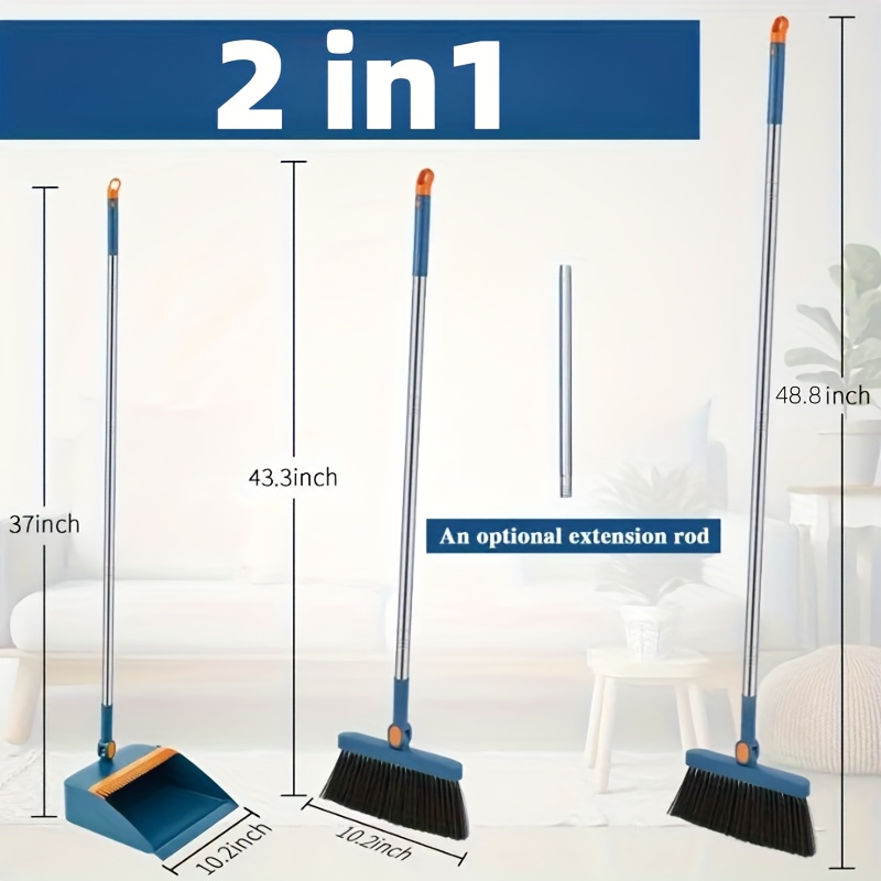 2in 1broom and dustpan set, broom dust pan, dustpan with long handle, broom with dustpan, broom and dustpan set for home, dustpan comb, broom with dustpan combo set Product details 2
