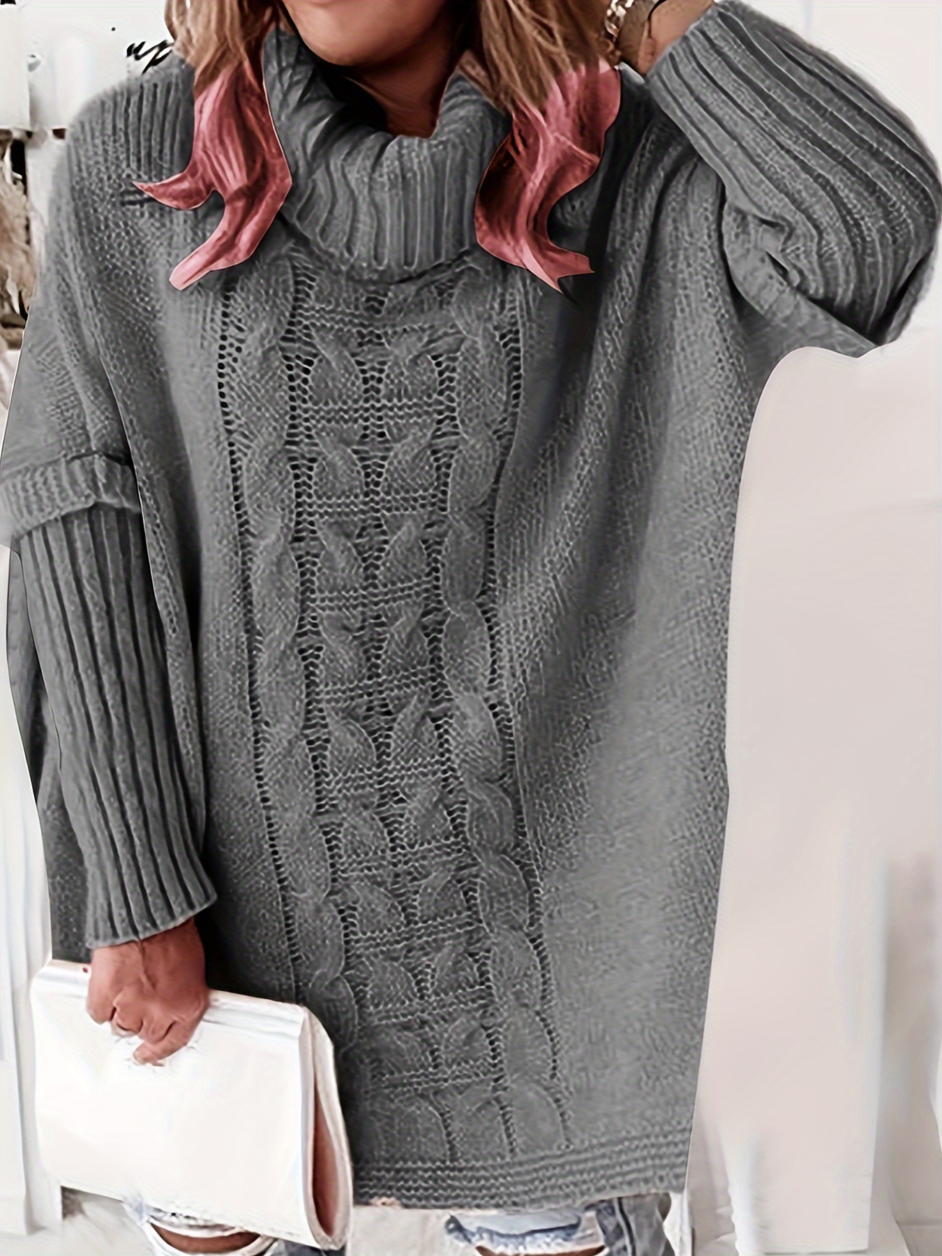 plus size dames plus size lange coltrui elegante Temu Belgium