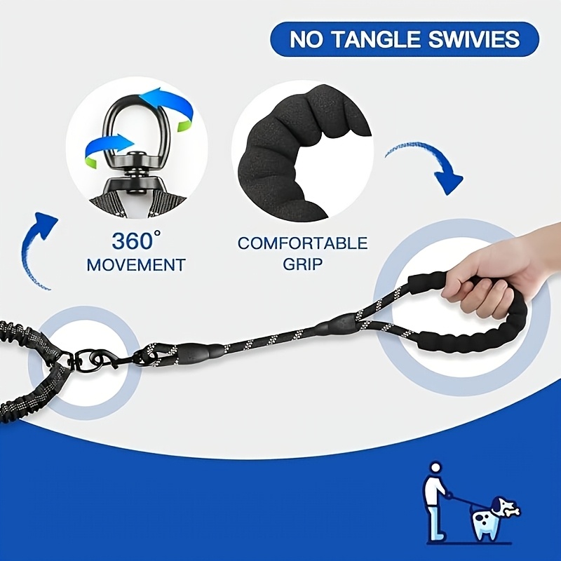 Dual Dog Leash, 360° Rotating Tangle-Free Design