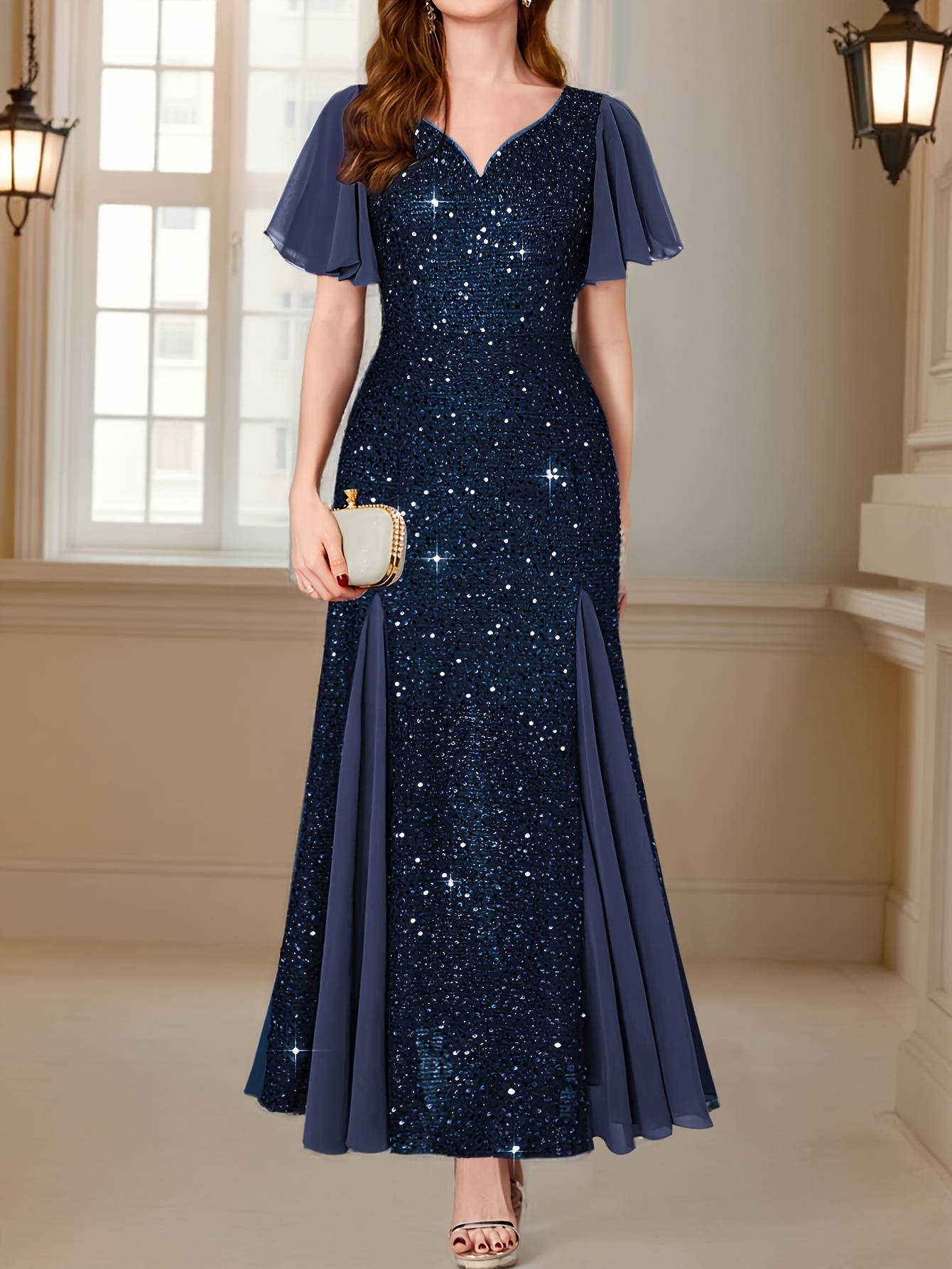 green emerald velvet dress KATA Mother of Bride or Groom Beaded Chiffon A Line Evening Dress