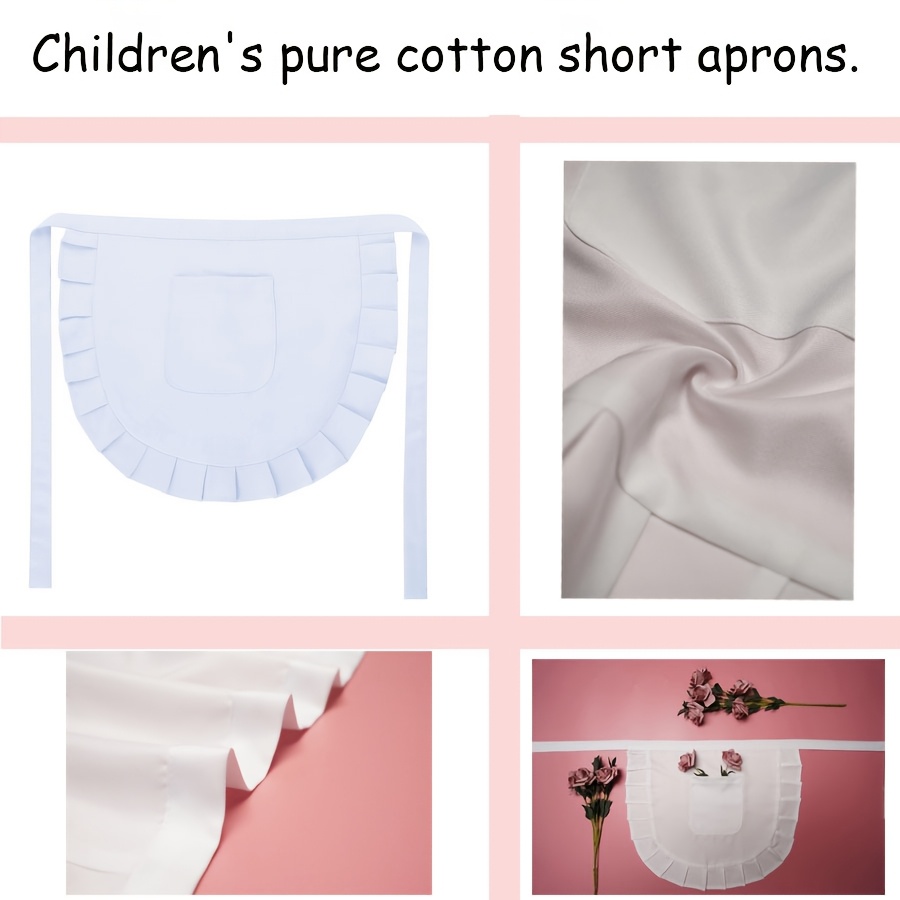 's Pure Cotton Short Apron, White Atmosphere, Very Practical And Durable Short Apron Simple White Waist Apron