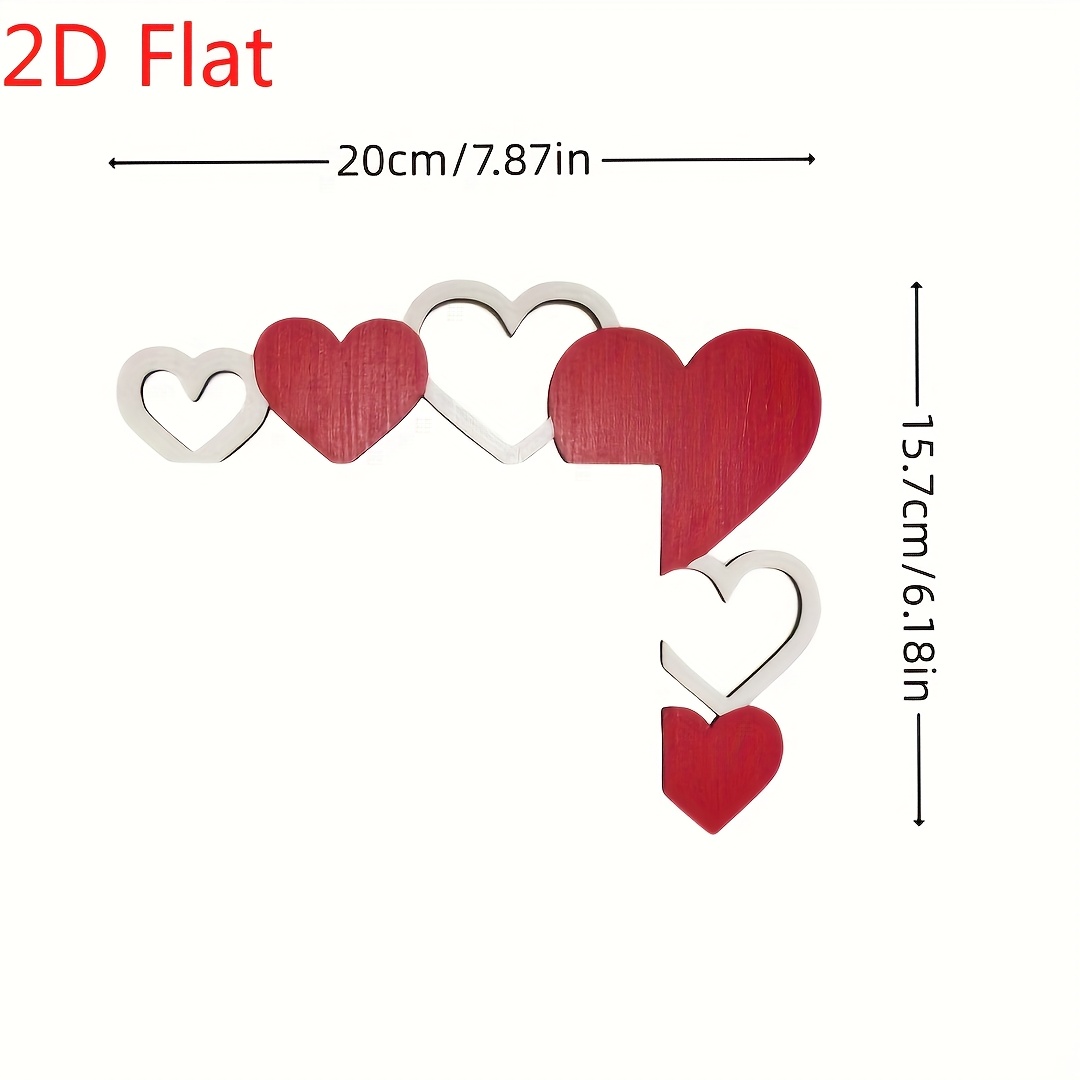 TEMU 2d Flat, 1pc Valentine's Day Love Heart Door Frame Decor - Hollow Heart And Red Heart Corner Door Sign, Wooden Corner Ornament For , Valentine's