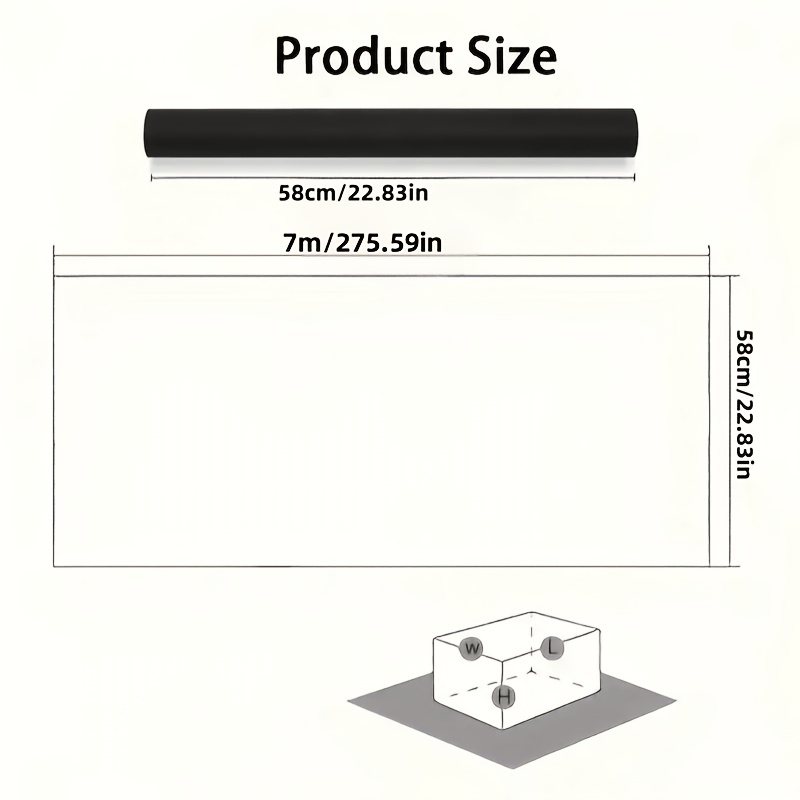 1 Roll Of 58cmx7m Black Paper - Versatile And Durable Paper, Used For Gift Packaging, Flower Arrangement, And Holiday Decoration, Convenient For Storage Design Of Packaging, Handicrafts, Tablecloths