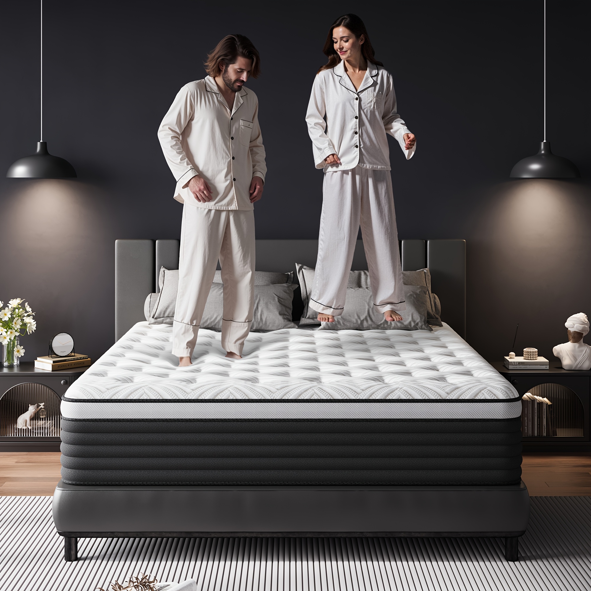 TEMU 12/14-inch, Twin/full/queue/king Size Mattress, Memory Foam Hybrid Mattress, , Soft And Comfortable
