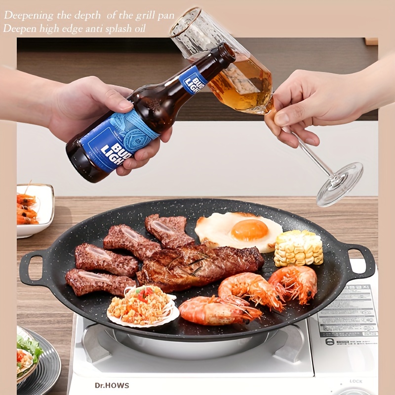 korean bbq grill pan cast iron non stick   design suitable for indoor and outdoor use details 1