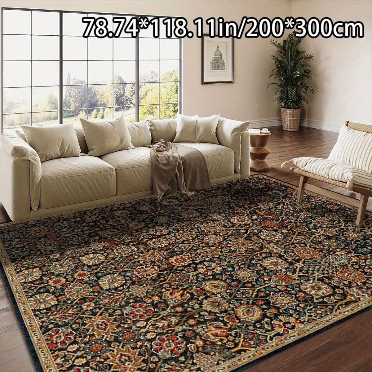 TEMU [open ][   800 Grams Per   Non-slip Dotted Plastic Bottom   Bottom Dotted Pattern ]1pc Home Decor Brown Base Patterned Retro Blanket Versatile