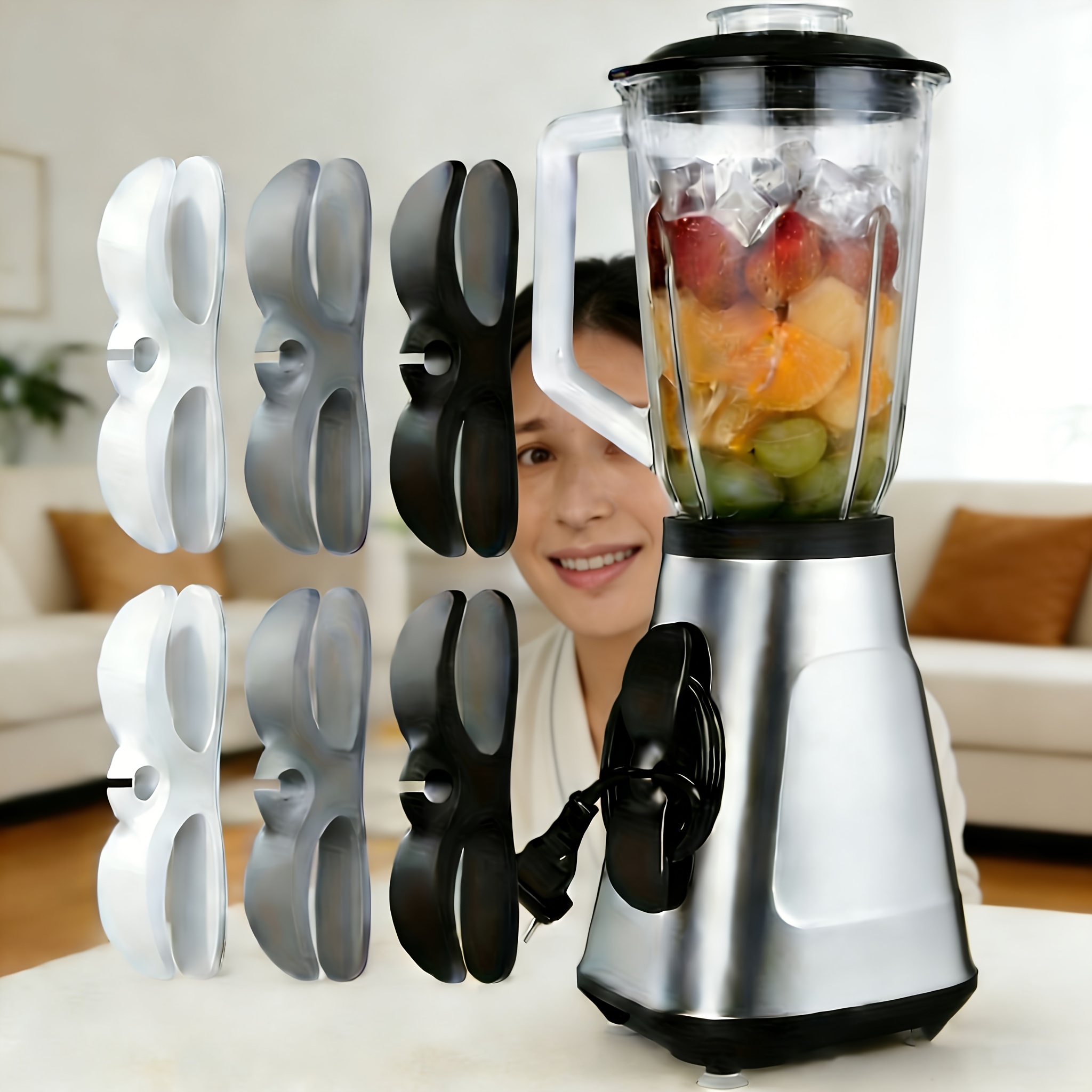 E-shop 6 Stück (je 2 Stück) Silikon-Organizer kompatibel für Ventilatoren/Haartrockner/Staubsauger – Bohrfreie Montage, Aufbewahrung für Küchengeräte,