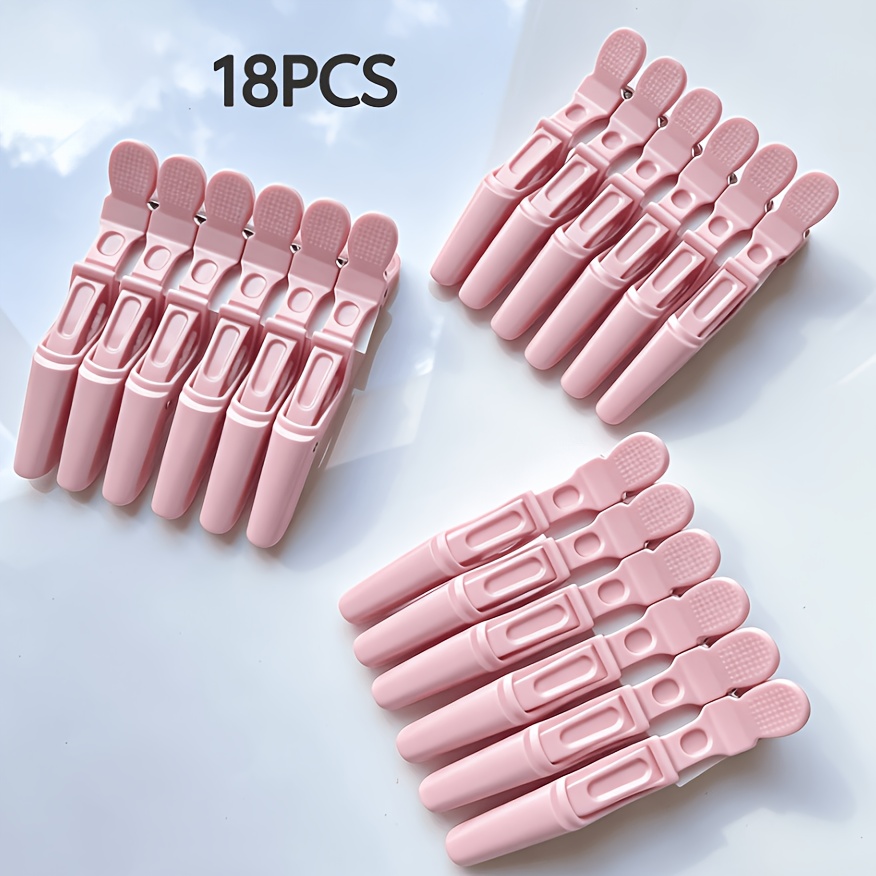 TEMU 18pcs Alligator Clip Shaped Hair Clips, Anti-slip Sectioning Clips, Suitable For Salon Hairstyle Design