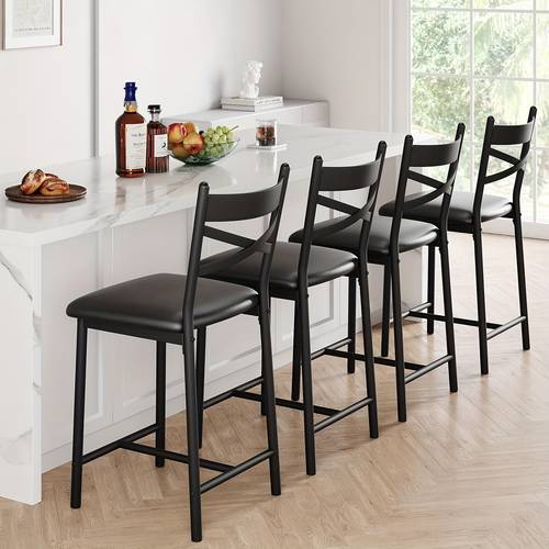 4pcs bar stools set of 4 stools set of 4 with x shaped backrest and metal footrest metal bar stools set of 4 barstools set of 4 for dining room coffee shop