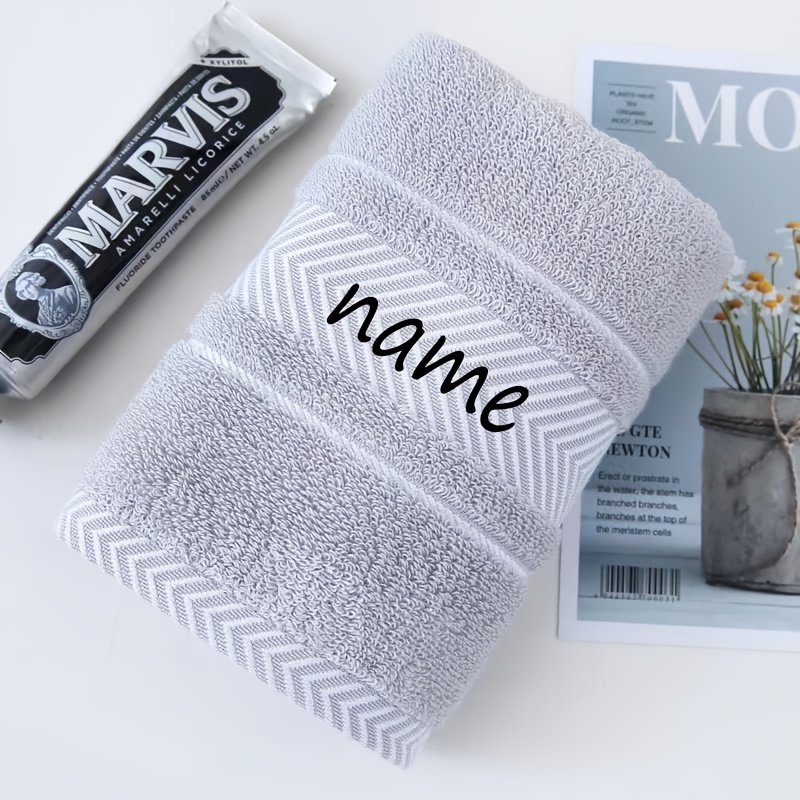 TEMU 1pc Of Custom Embroidered Towel, Personalized Embroidery, Soft And Comfortable Towel, Suitable For Home Use, Travel, Christmas Gifts, Halloween