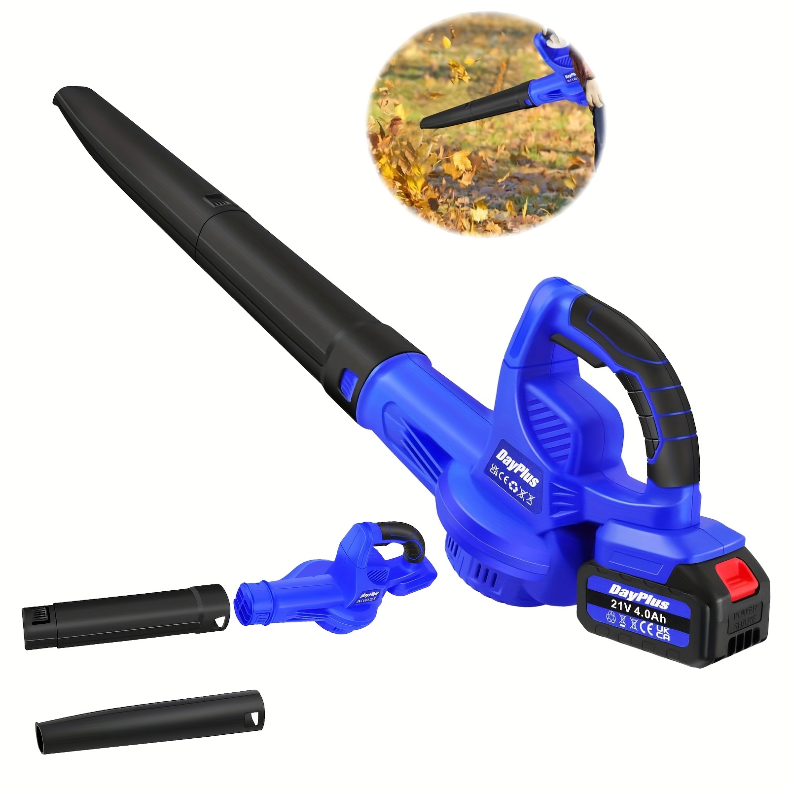 TEMU Cordless Leaf Blower Cleaner Electric Garden Blower Battery 10500rpm, 2 Detachable Tubes, Lightweight Design, Leaf Blower Cordless Dust Blower