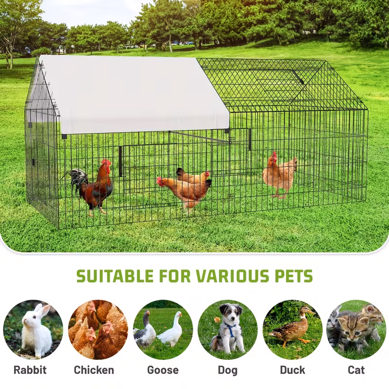 metal chicken coop with waterproof cover portable poultry cage walk in outdoor chicken coop for outdoor walk in poultry cage back yard 5