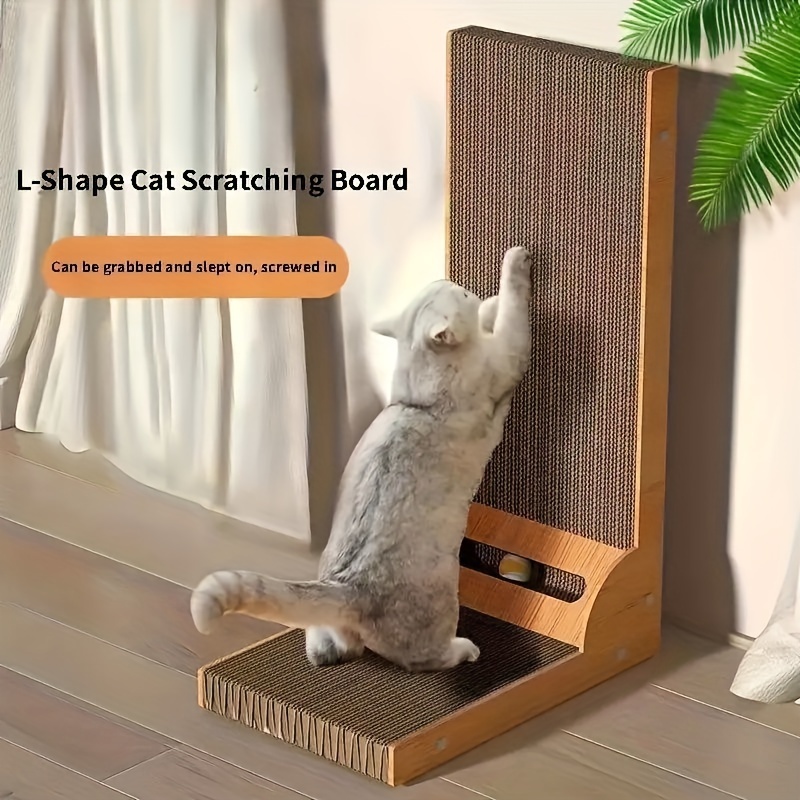 

L-shaped Cat Scratching Pad, Cardboard Scratcher With Incline Design For Claw Sharpening, Stretching & Lounging - Suit All Breeds &