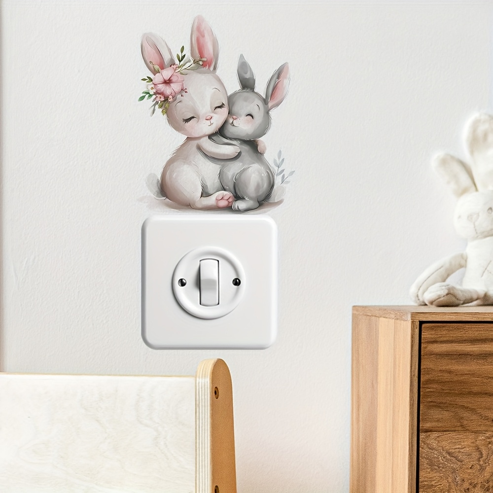1pc Cute Hug Switch Sticker - Self-adhesive Wall Decal, Suitable For Living Room And Bedroom Home Light Switch Decoration