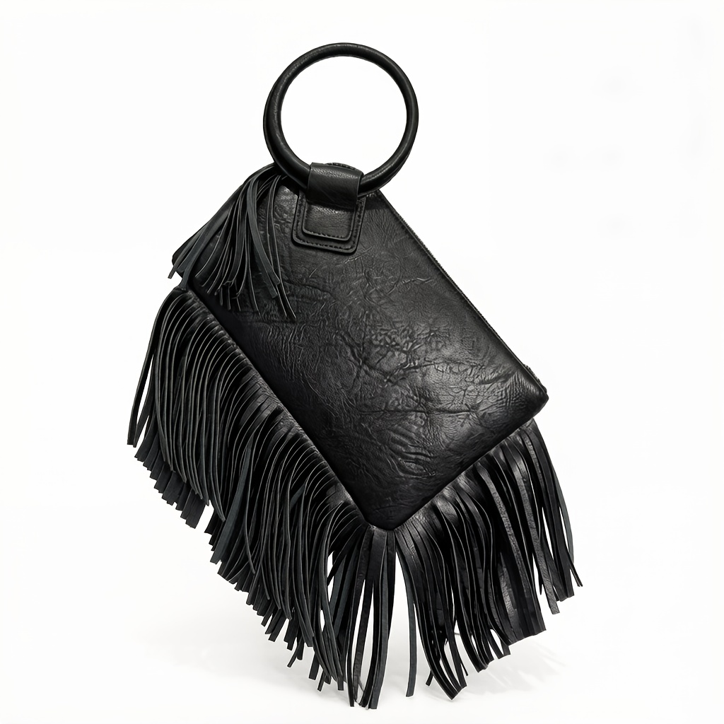 TEMU Women's Evening Clutch Wallet With Wrist Strap, Casual Formal Vegan Tassel Handbag, 6 Card Slots, Suitable For Commuting And Banquets, In