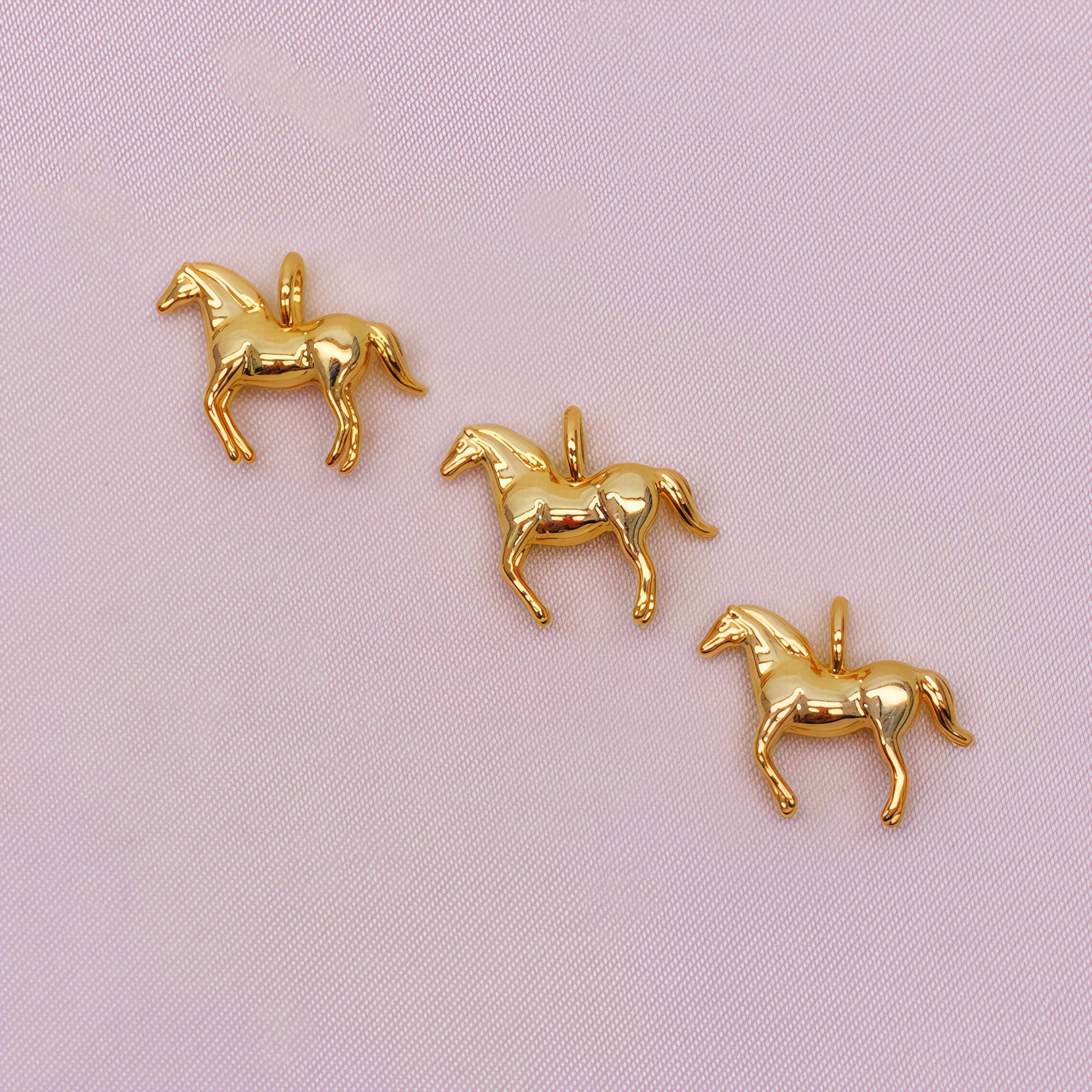 E-shop 3-teiliges Set, 18K vergoldenet, Eleganter Vintage Pferde-Anhänger, Vintage Tier-Anhänger, für Schmuckherstellung, Ohrringe, Halsketten,