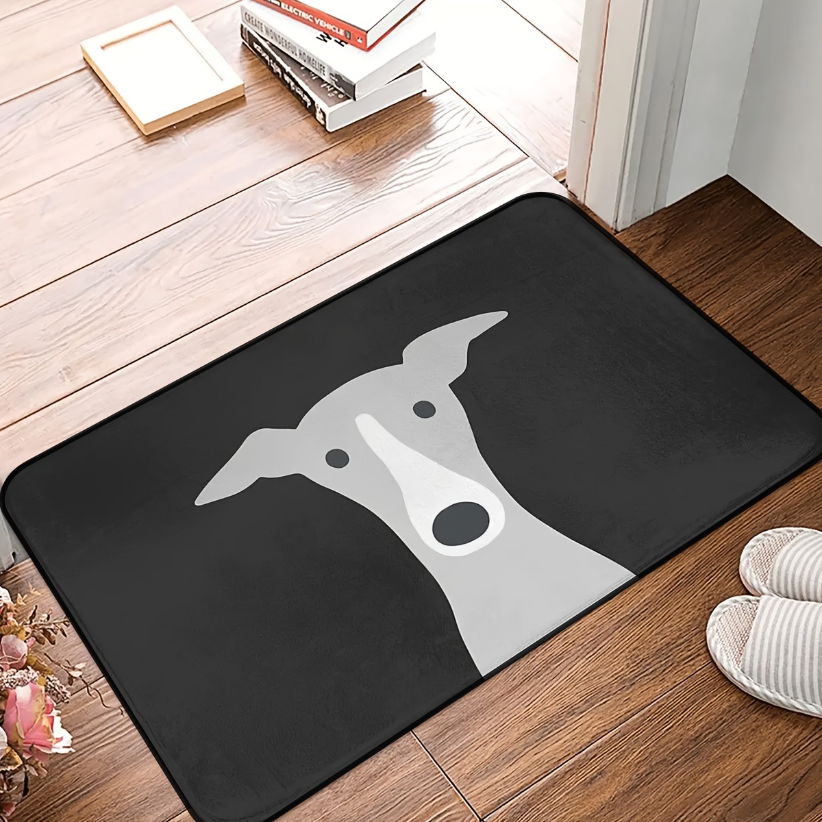 

Cute Greyhound & Dog Non-slip Door Mat - Washable, Durable Polyester Rug For Bathroom, Bedroom, And Home Decor - 15.7"x23.5