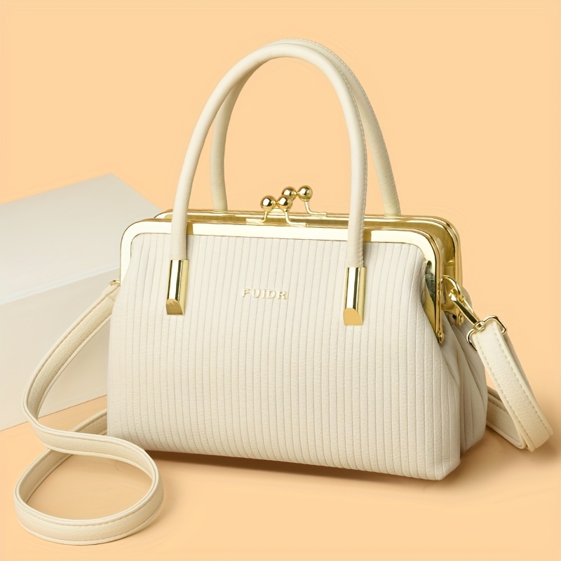 elegant quilted pu wo s handbag with detachable strap geometric pattern lock closure and nylon lining for travel parties and daily use party handbag quilted texture durable nylon lining purse Product details 8