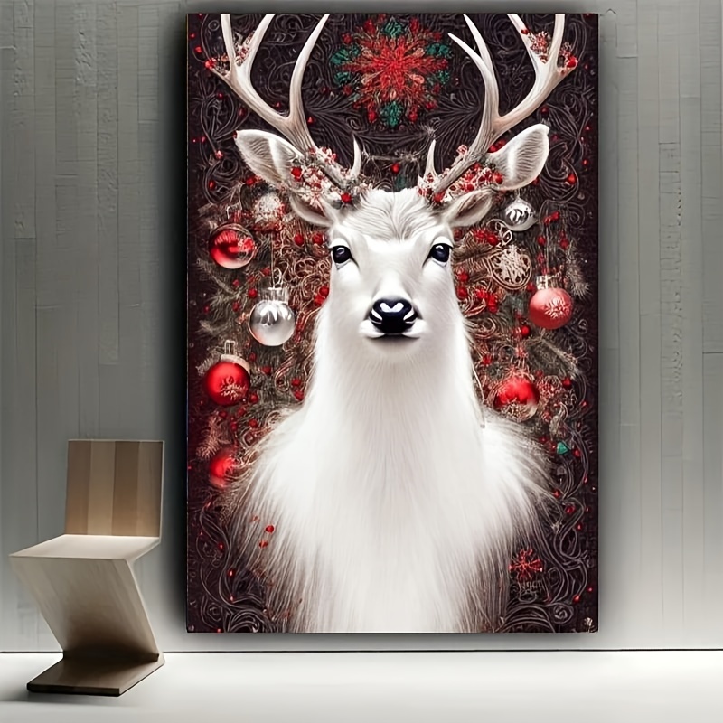 

Christmas Deer Diamond Painting Kit - Round Drill Diy Art, Festive Theme Canvas With Luxury Diamond Set, Handcraft Decoration & Gift - 1pc 40x70cm/15.75x27.56inch